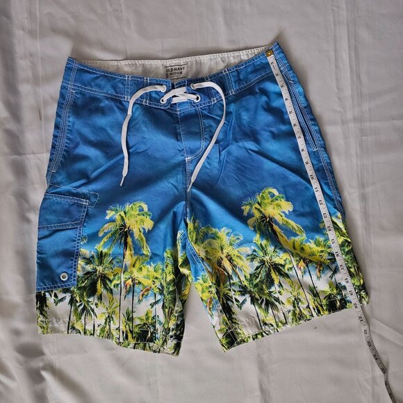 Old Navy Men's Blue/Green Tropical Print Swim Board Shorts Size Medium - Picture 14 of 14